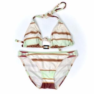 Liquid Blue stripped earth tone bikini